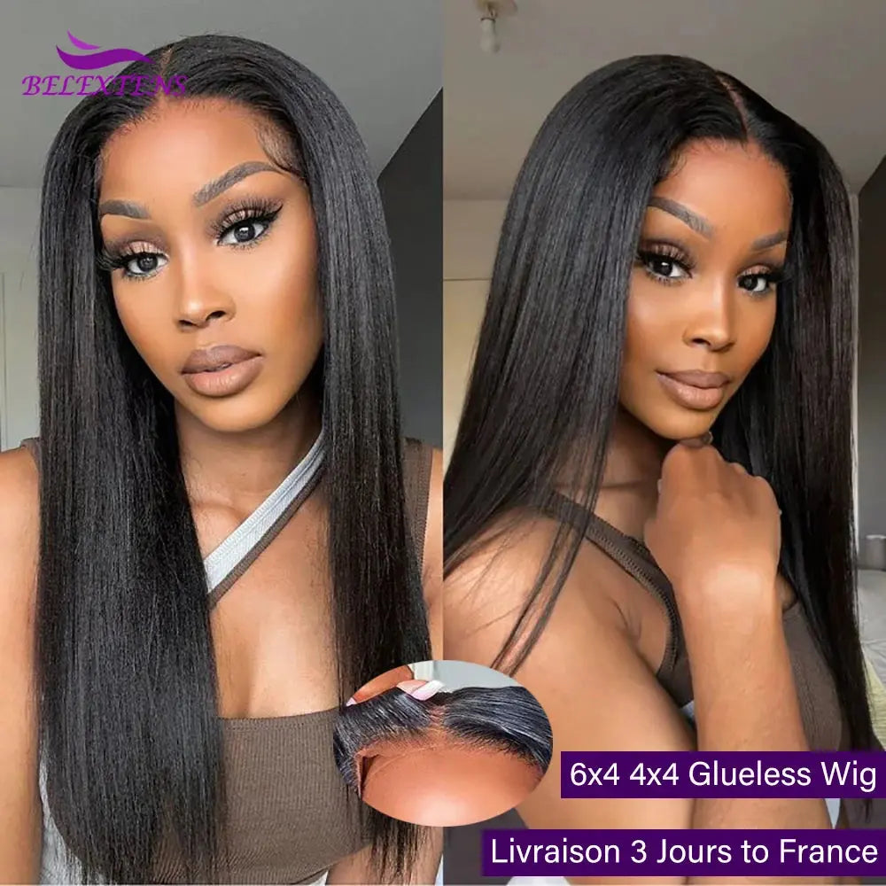 6X4 Glueless Wig Human Hair 4X4 Ready to Wear Wigs Straight Lace Frontal Wig Pre Cut Pre Plucked Ready to Go Wig 3 Days Delivery - Hair-Elite