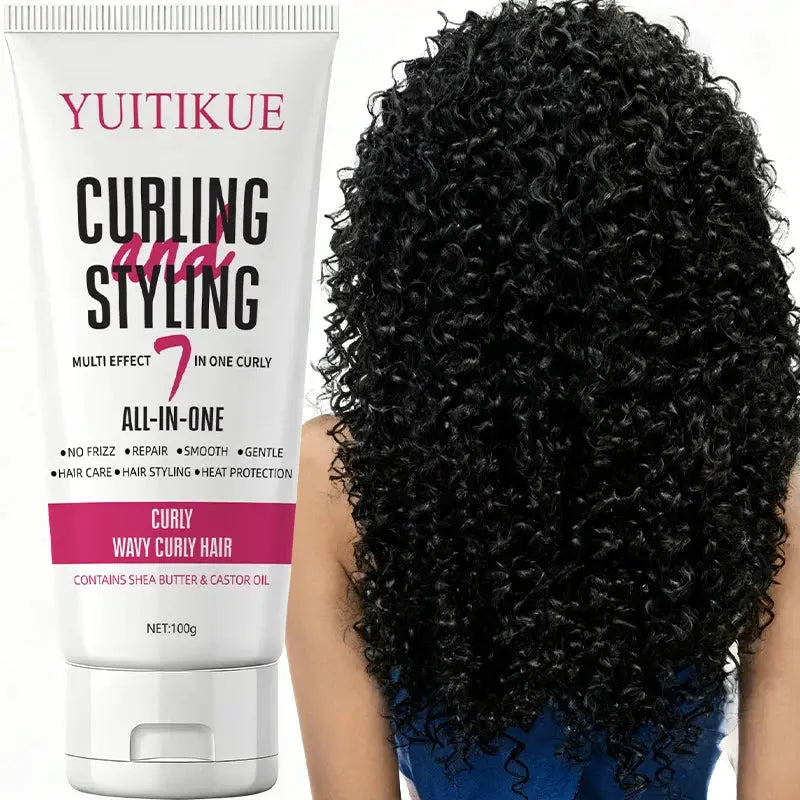 YUITIKUE 7-in-1 Curling & Styling Cream | Shea Butter & Castor Oil, For Wavy Curly Hair 100g - Hair-Elite