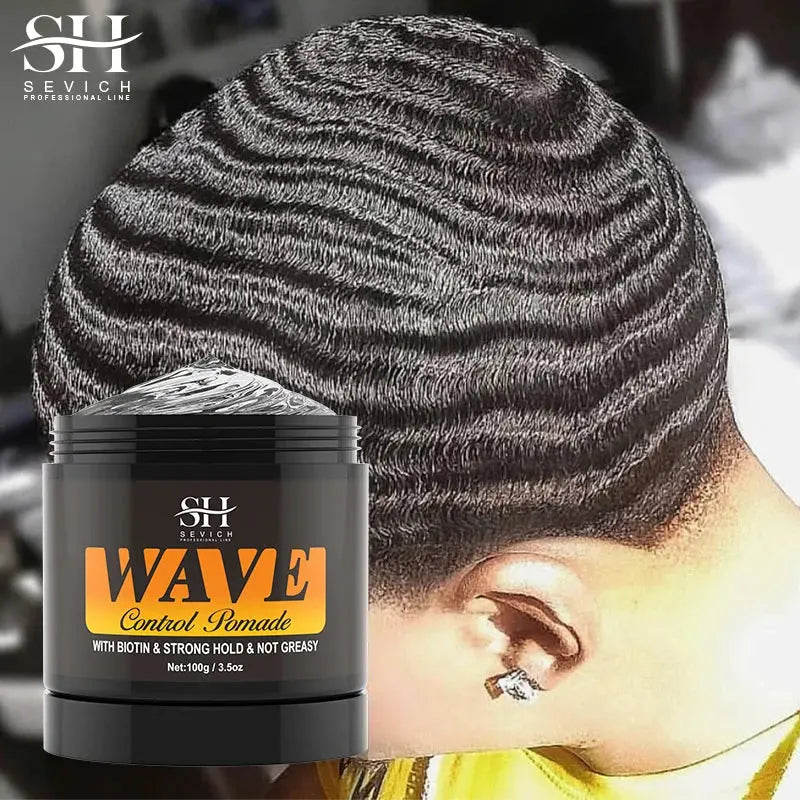 2023 Natural Wave Control Pomade for Black Men Strong Hold 360 Waves Layered Style Clay Wavy Grease Builder for Hair Silky Shine - Hair-Elite