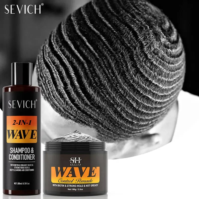Deep Wave Control Pomade Shampoo Kit Biotin Prevent Hair Loss Edge Control Gel Sport Strong Hold Wave Hair Gel For African Men - Hair-Elite