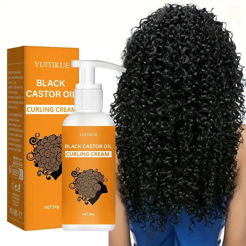 YUITIKUE Black Castor Oil Curling Cream, Instant Penetration Non-Sticky, Define Curls, Boost Shine for Curly Hair - Hair-Elite