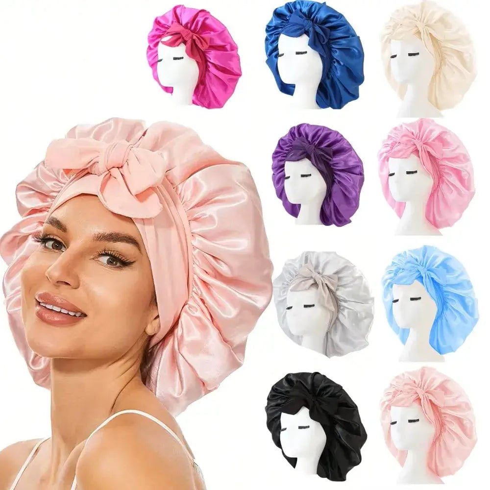 Satin Bonnet Silk Bonnet Adjustable Bonne For Sleeping Hair Bonnet With Tie Band Bonnets For Women Men - Hair-Elite