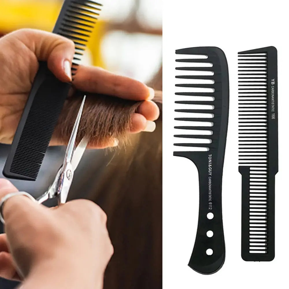 Black Flattop Hair Cutting Comb Wide Tooth Men Cut Hair Brush Professional Salon Barber Hair Clipper Hairdressing Carbon Combs - Hair-Elite