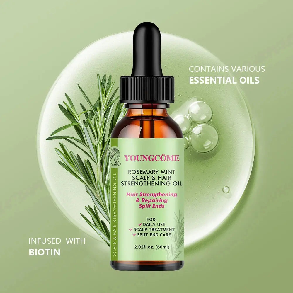 Rosemary Mint Hair Growth Oil Preventing Hair Dryness Split Moisturizing Gentle Nourishing Soft Glossy Organics Hair Care Oil - Hair-Elite