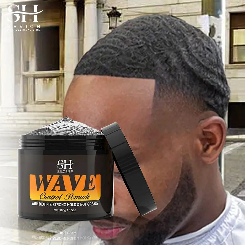 2023 Natural Wave Control Pomade for Black Men Strong Hold 360 Waves Layered Style Clay Wavy Grease Builder for Hair Silky Shine - Hair-Elite