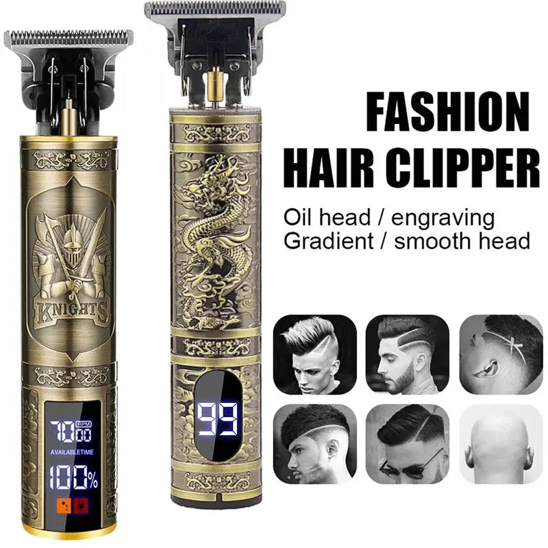 Vintage Hair Clipper Cordless Trimmer portable USB Fast Charging Hair Cutting Machine Electric Shaver Barber Professional Barber - Hair-Elite