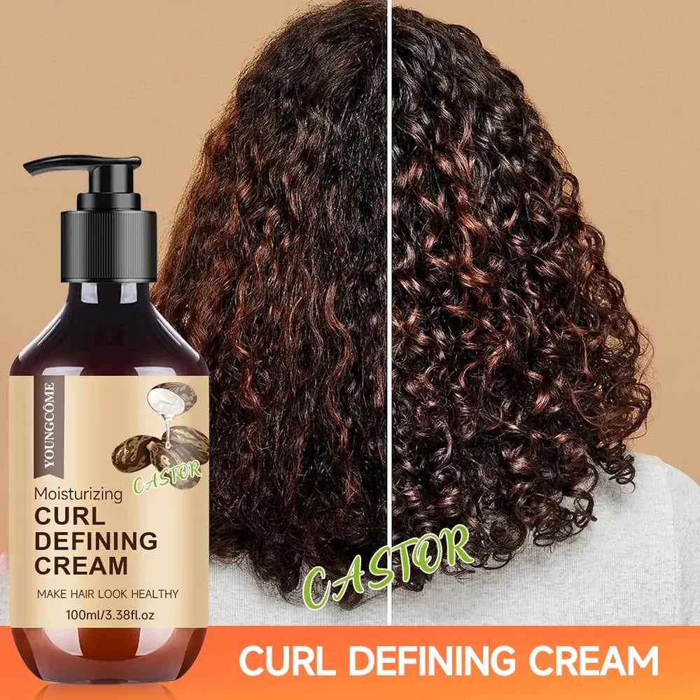 Castor Curl Styling Cream Shampoo Hair Treatment  Loc, Twist Gel, Tames Frizz & Edges Frizzy Smooth Nourish Straightening Care - Hair-Elite