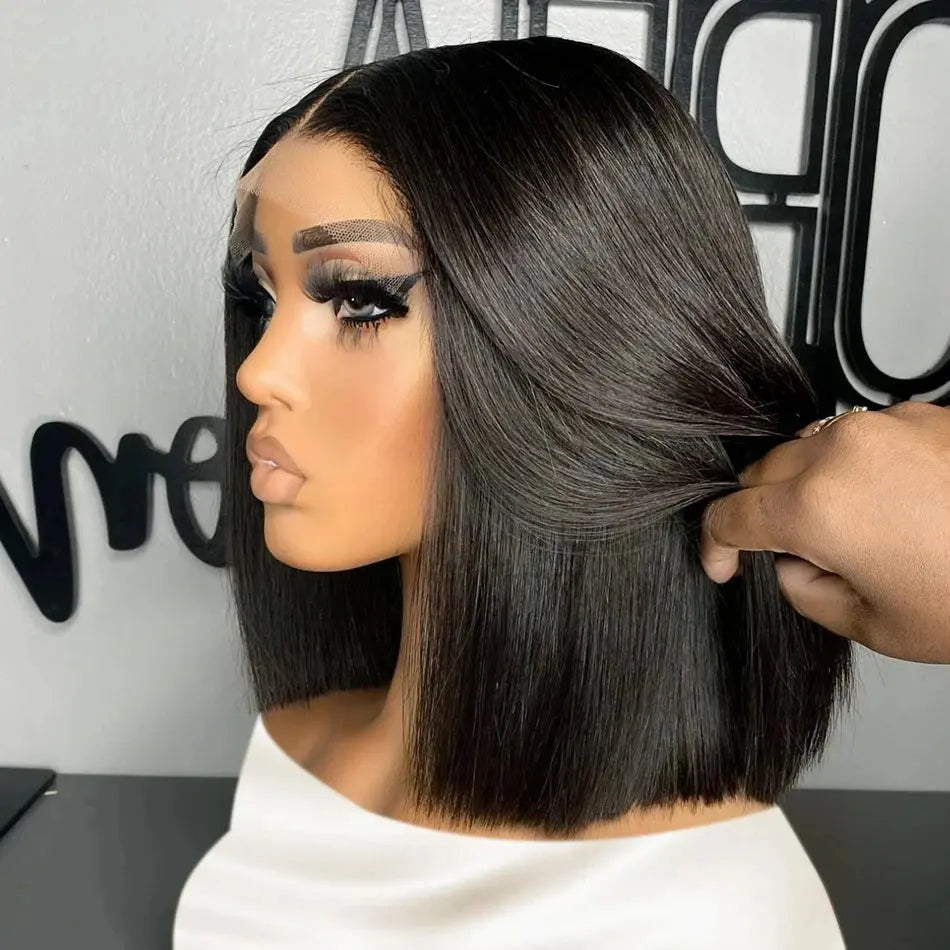 13x4 Bone Straight Lace Frontal Wigs Short Bob Preplucked 4x4 Transparent Lace Front Wig Brazilian 100% Human Hair 12 14 16 Inch - Hair-Elite