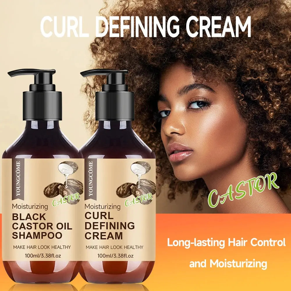 Castor Curl Styling Cream Shampoo Hair Treatment  Loc, Twist Gel, Tames Frizz & Edges Frizzy Smooth Nourish Straightening Care - Hair-Elite