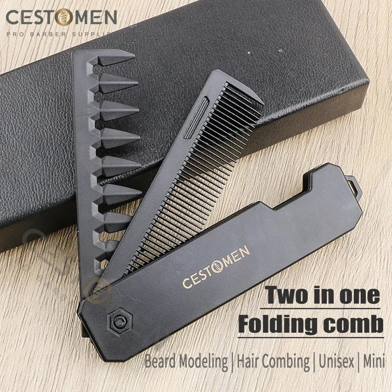 New 1/2/3 in 1 Pocket Folding Combs Plastic Wide Tooth Oil Head Comb Beard Combing Barber Clipper Comb Salon Hair Styling Tools - Hair-Elite