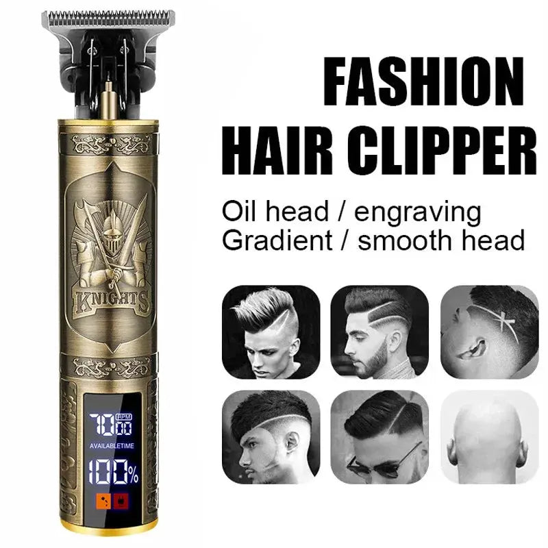 Vintage Hair Clipper Cordless Trimmer portable USB Fast Charging Hair Cutting Machine Electric Shaver Barber Professional Barber - Hair-Elite