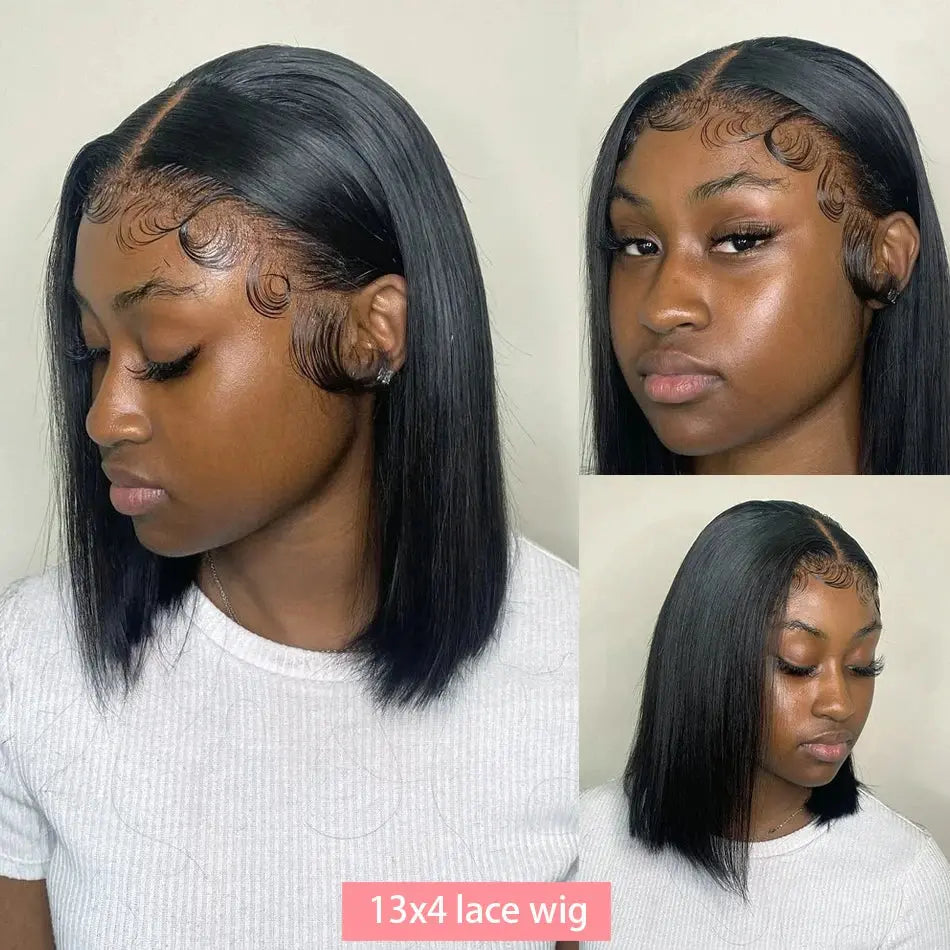 13x4 Bone Straight Lace Frontal Wigs Short Bob Preplucked 4x4 Transparent Lace Front Wig Brazilian 100% Human Hair 12 14 16 Inch - Hair-Elite