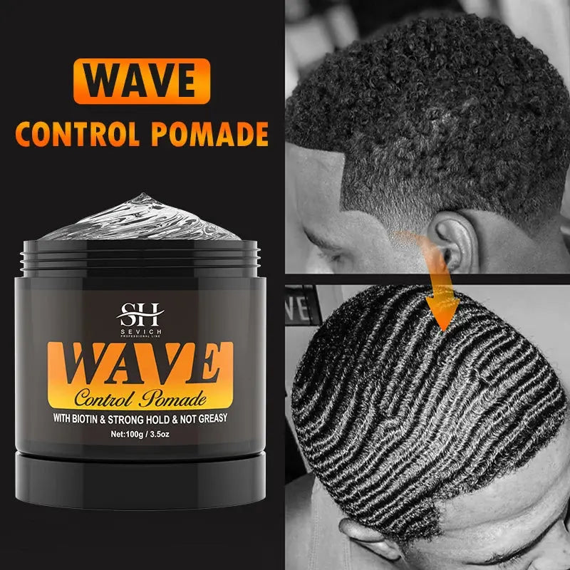 Deep Wave Control Pomade Shampoo Kit Biotin Prevent Hair Loss Edge Control Gel Sport Strong Hold Wave Hair Gel For African Men - Hair-Elite
