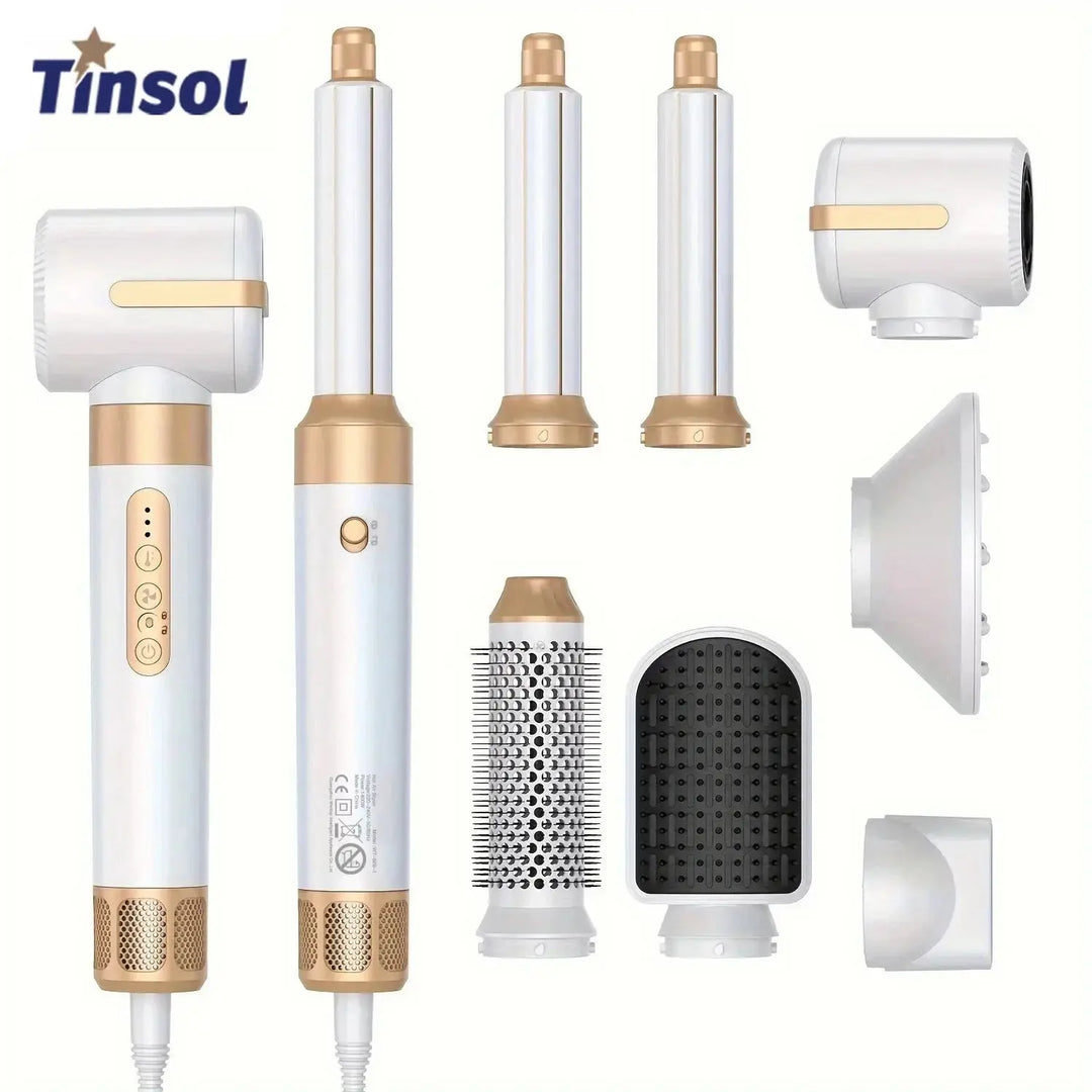 Tinsol 7 In 1 Hair Dryer Brush Brushless High Speed Hair Dryer with Diffuser Ionic Blow Dryer Hot Air Styling Comb Hair Curler - Hair-Elite