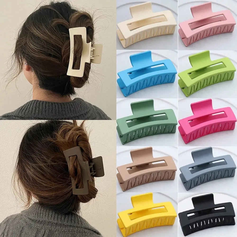 Korean Women Girls Plastic Hair Claws Hair Clips Headwear Large Size Hairpin Crab Barrette Fashion Ornament Hair Accessories - Hair-Elite