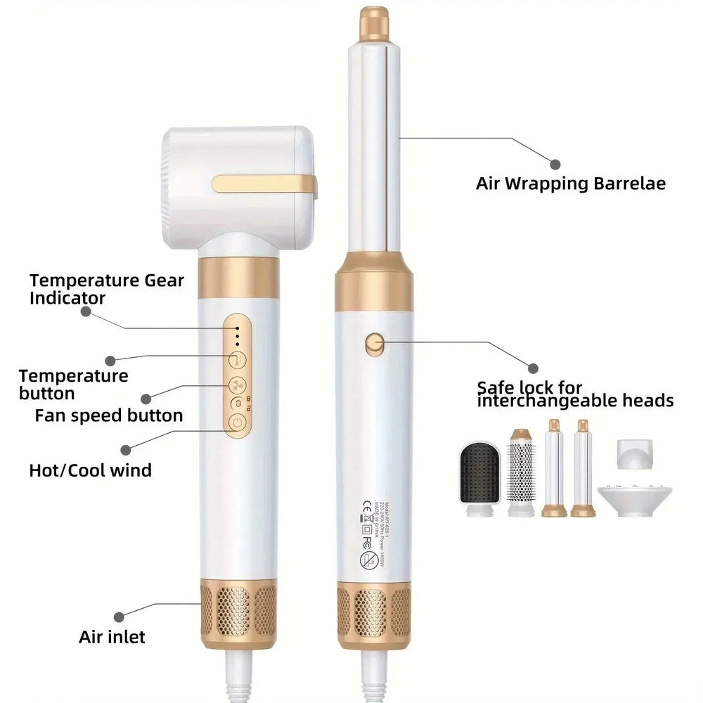 Tinsol 7 In 1 Hair Dryer Brush Brushless High Speed Hair Dryer with Diffuser Ionic Blow Dryer Hot Air Styling Comb Hair Curler - Hair-Elite