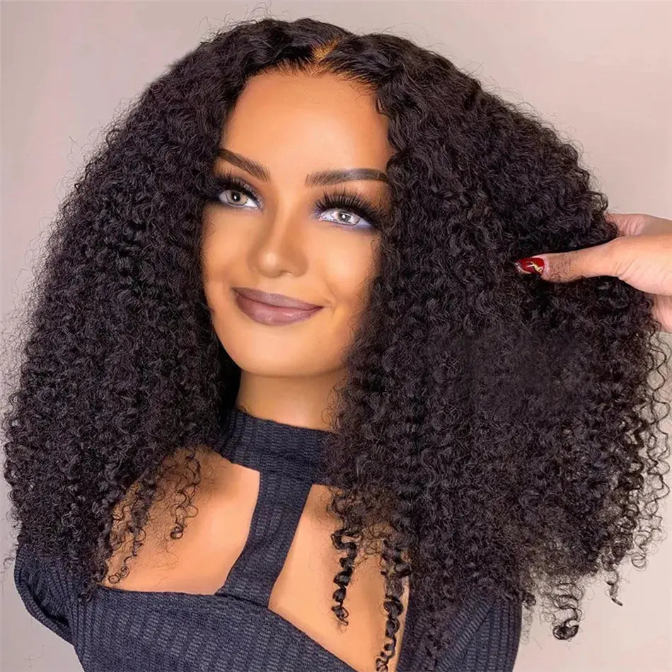 10A 100% Glueless Wigs Human Hair Wigs Ready To Wear Bleached Knots 6x5 Pre Cut HD Transparent Glueless Lace Wigs Kinky Curly - Hair-Elite